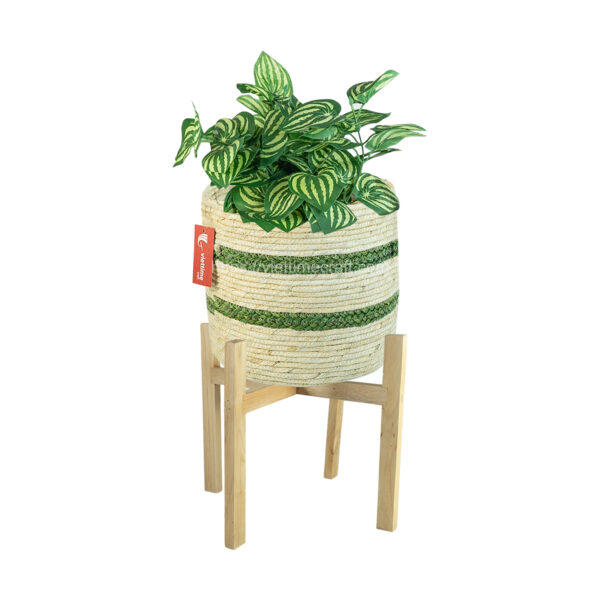 Water Hyacinth Planter With Wood Leg Home Decoration